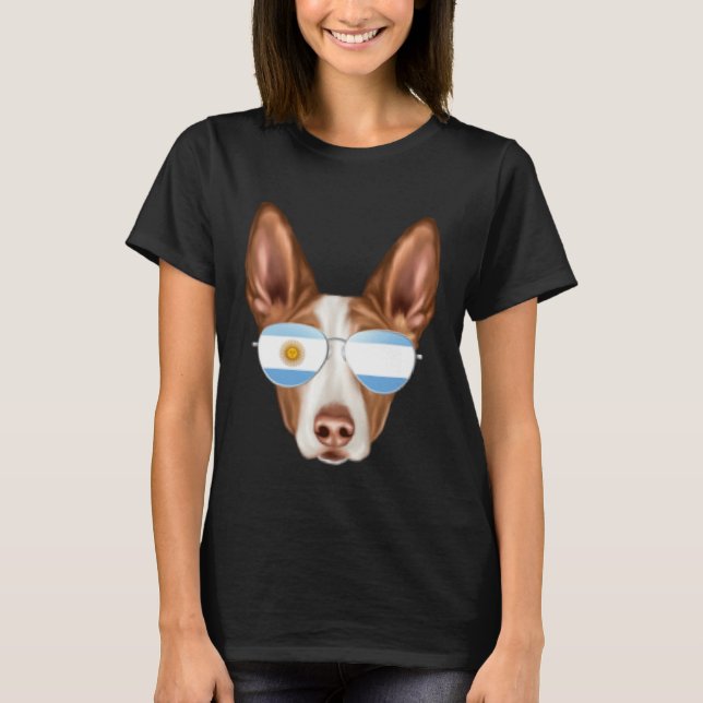 Argentinian Flag Ibizan Hound Dog Argentina Pocket T-Shirt (Front)