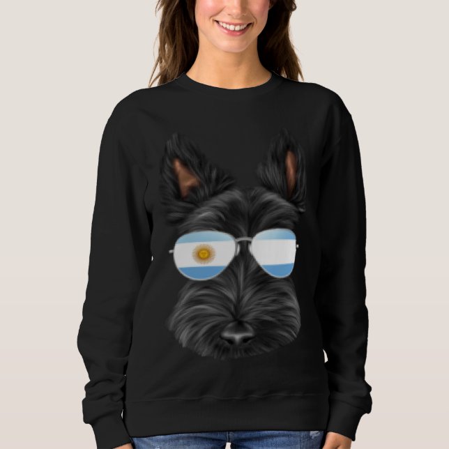 Argentinian Flag Scottish Terrier Dog Argentina Po Sweatshirt (Front)