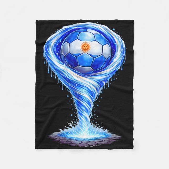Argentinian Flag Soccer Tornado Graphic Tee  Fleece Blanket (Front)