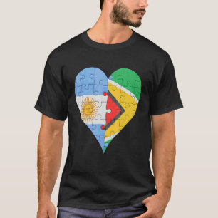 Argentinian Guyanese Flag Heart T-Shirt