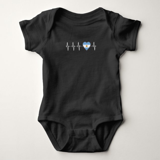 Argentinian Heartbeat I Love Argentina Flag Heart Baby Bodysuit (Front)
