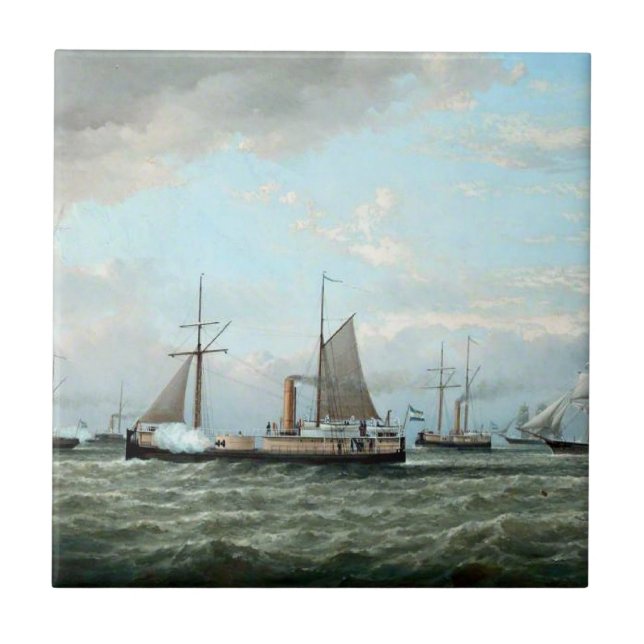 Argentinian Navy Fleet Vessels 1874 Ceramic Tile (Front)