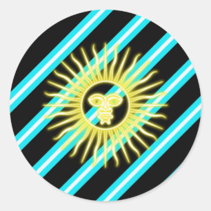 Argentinian stripes flag classic round sticker