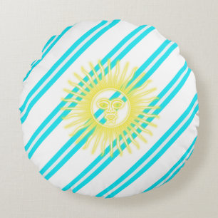 Argentinian stripes flag round cushion