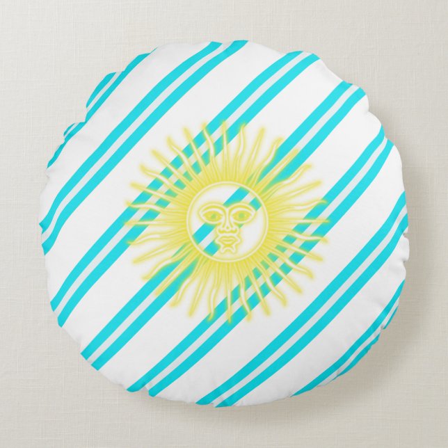Argentinian stripes flag round cushion (Front)