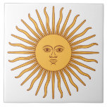 Argentinian Sun Ceramic Tile<br><div class="desc">This design contains the Sol de Mayo (Sun of May) that is featured in the centre of the national flag of Argentina. The sun appeared for the first time in the version of the flag released in 1818. According to some historians, the Sun of May represents Inti, the Incan god...</div>