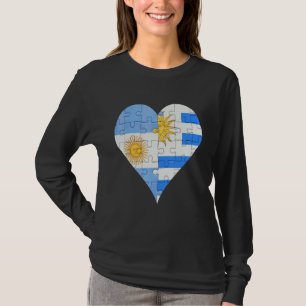 Argentinian Uraguyan Flag Heart T-Shirt