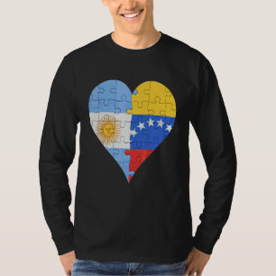 Argentinian Venezuelan Flag Heart T-Shirt