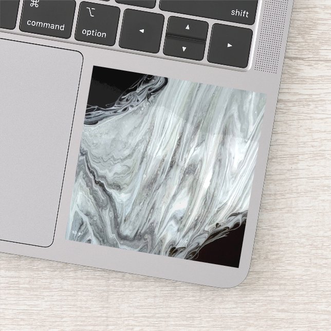 Argentum Abstract Silver Grey Black Fluid Art (Detail)