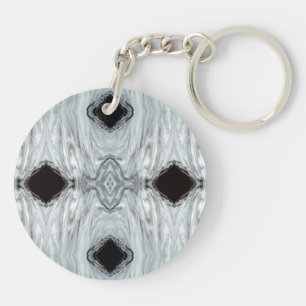 Argentum Grey and Black Abstract Acrylic Fluid Art Key Ring
