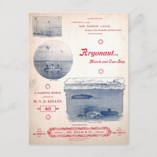 Argonaut March, Early Submarine, photographs Postcard