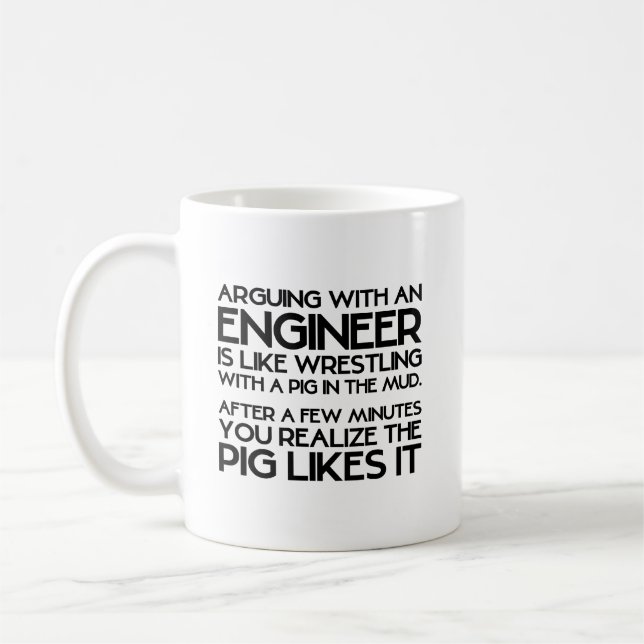 Arguing with engineer funny gift mug (Left)