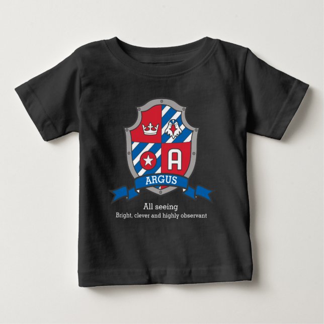 Argus boys A name & meaning knights shield Baby T-Shirt (Front)