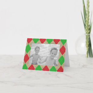 Argyle and Burlap Holiday Photo Thank You Card