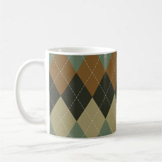 Argyle Autumn: Brown-Green Rhombus Chic Coffee Mug