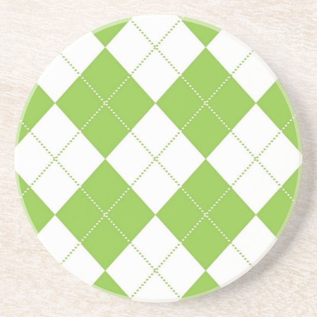 Argyle Beverage Coaster - Lime SQ (Front)