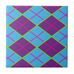 Argyle blue and purple ceramic tile