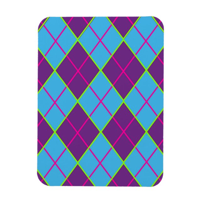 Argyle blue and purple magnet (Vertical)
