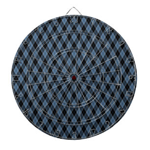 Argyle Blue Black White Stripes Diamond pattern Dartboard