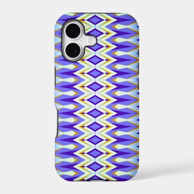 Argyle Blue, Orange and White Geometric Pattern (Back)