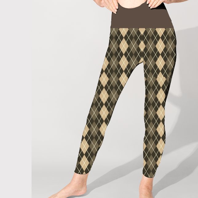 Argyle Brown Black Pattern Elegant Pretty Leggings (Creator Uploaded)