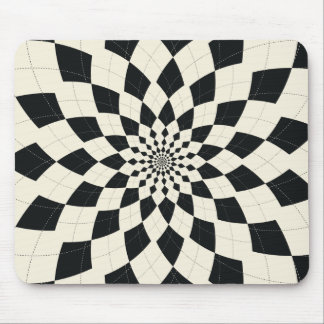 Argyle Burst/Flower - Black & White Mouse Pad