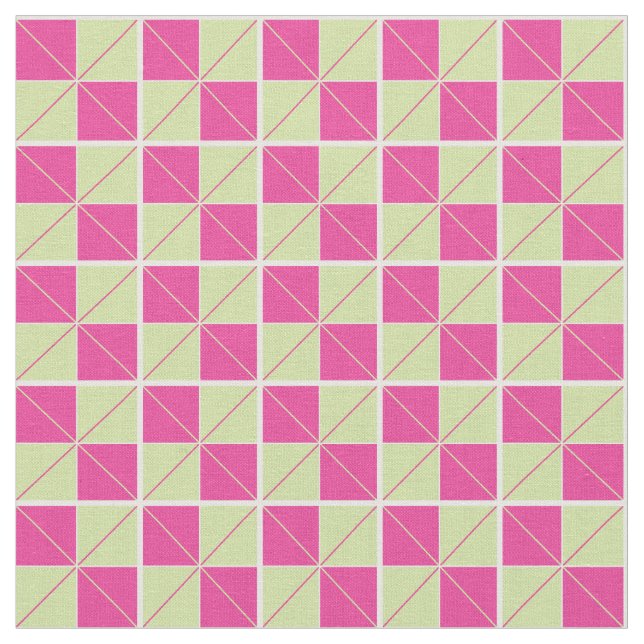 Argyle Checks Pink and Green Fabric (Close Up)