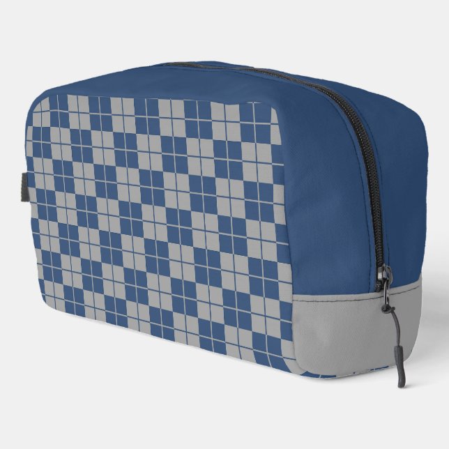 Argyle Chequerboard Plaid Light Blue Dopp Kit (Right Corner)