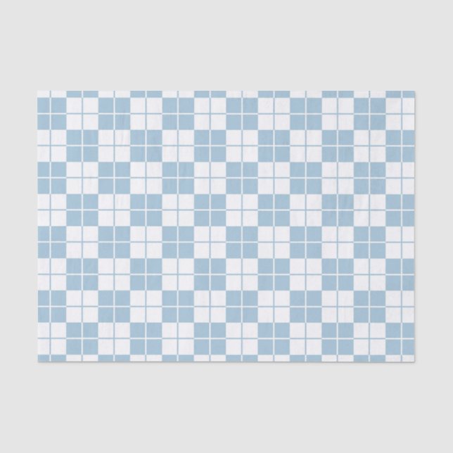 Argyle Chequerboard Plaid Light Blue Tissue Paper (Front)