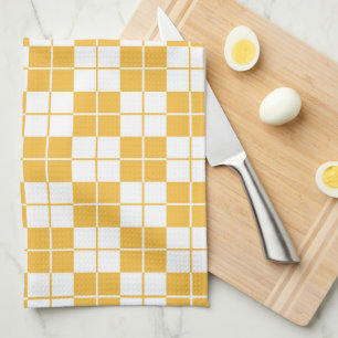 Argyle Chequerboard Plaid Yellow Tea Towel