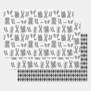 Argyle Clothes Illustration in Grey Wrapping Paper Sheet