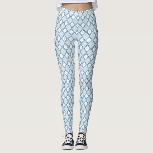 Argyle/Diamond Blue Leggings (Front)