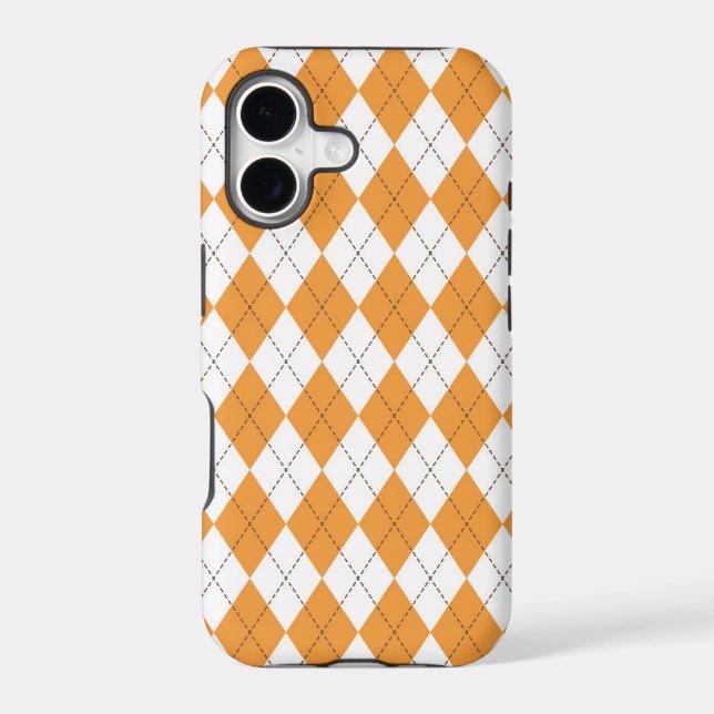 Argyle Diamond Pattern Orange Phone Case (Back)