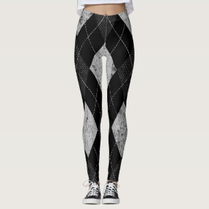 Argyle Distressed Monochrome preppy pattern 80s Leggings