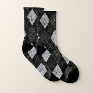 Argyle Distressed Monochrome preppy pattern 80s Socks