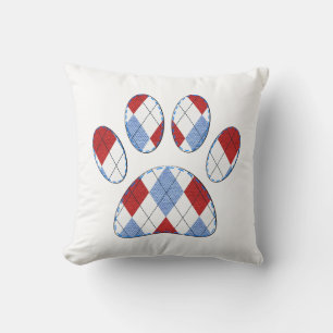 Argyle Dog Paw Print Cushion