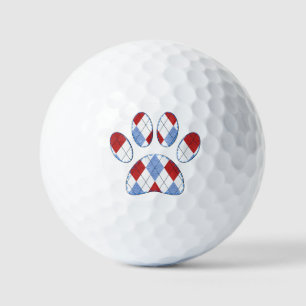 Argyle Dog Paw Print Golf Balls