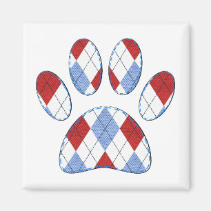 Argyle Dog Paw Print Magnet