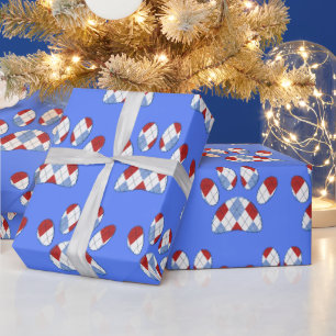 Argyle Dog Paw Print Wrapping Paper
