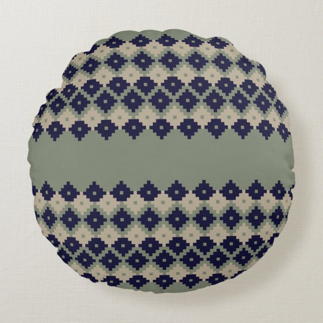 Argyle fair isle seamless pattern designabstract,  round cushion (Front)