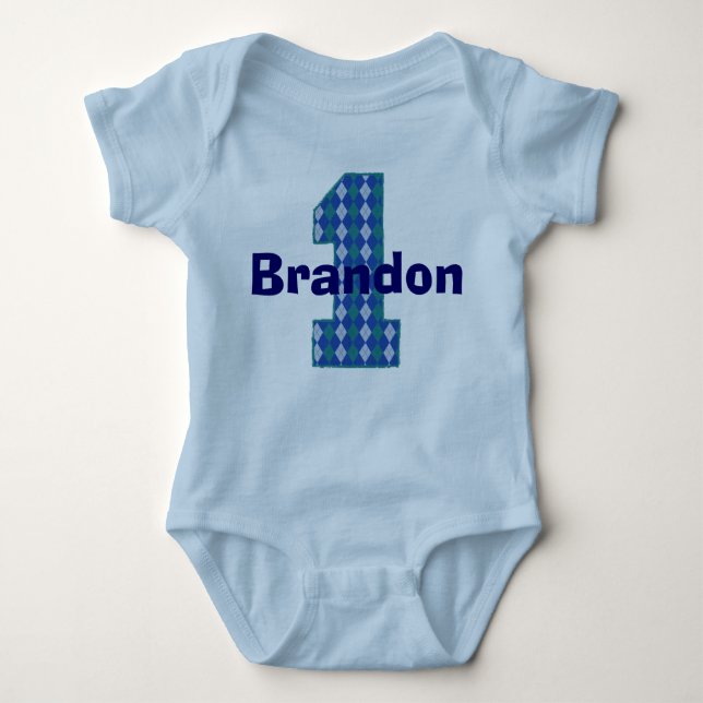 Argyle First Birthday Boy Shirt (Front)