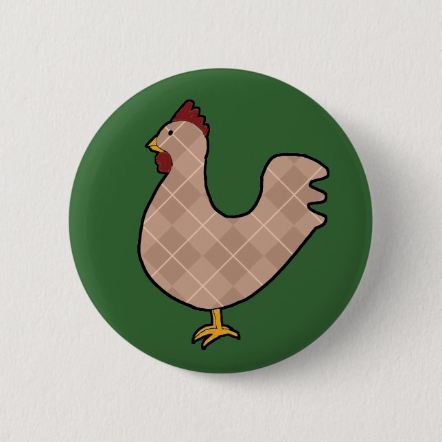 Argyle Folk Art Rooster Button (Front)