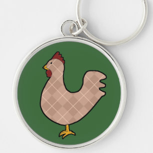 Argyle Folk Art Rooster Keychain