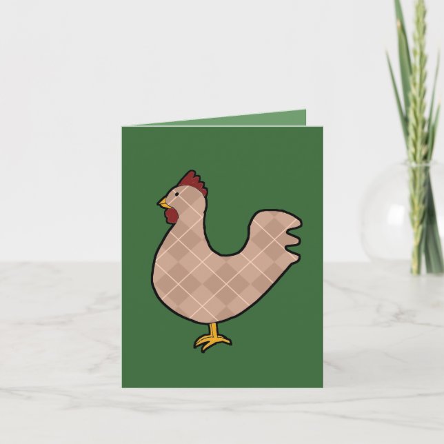 Argyle Folk Art Rooster Note Card (Front)