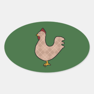 Argyle Folk Art Rooster Stickers