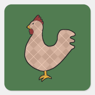Argyle Folk Art Rooster Stickers