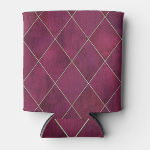 Argyle geometric plaid: watercolor gold can cooler