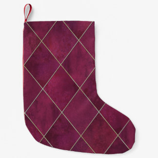 Argyle geometric plaid: watercolor gold small christmas stocking