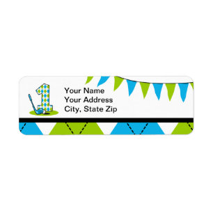 Argyle Golf 1st Birthday Return Address Label