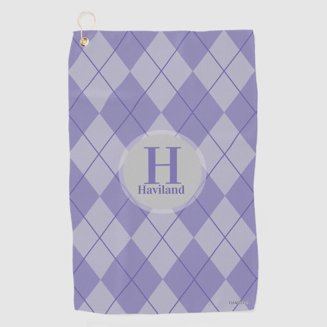 Argyle Golf Towel with Name and Initial - HAMbyWG (Front)